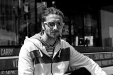 Queen Street Auckland city, black and white photo by Mike Wheelton